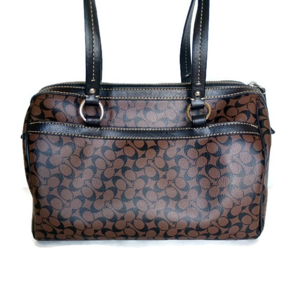 Authentic COACH signature coated canvas and smooth leather zip top satchel/ Crossbody 
New with tags
